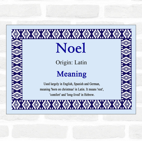 Noel Name Meaning Blue Certificate