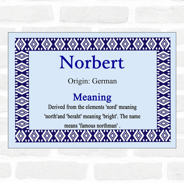 Norbert Name Meaning Blue Certificate