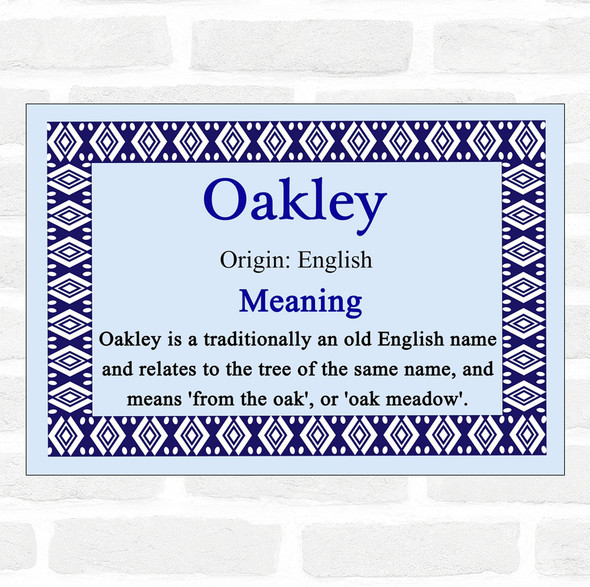 Oakley Name Meaning Blue Certificate