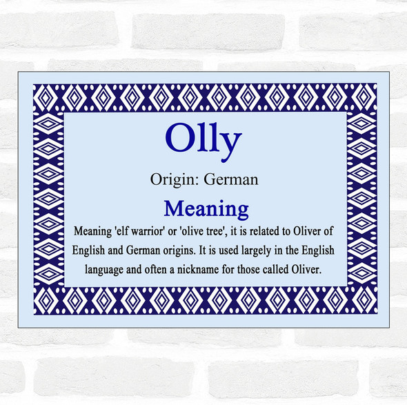 Olly Name Meaning Blue Certificate