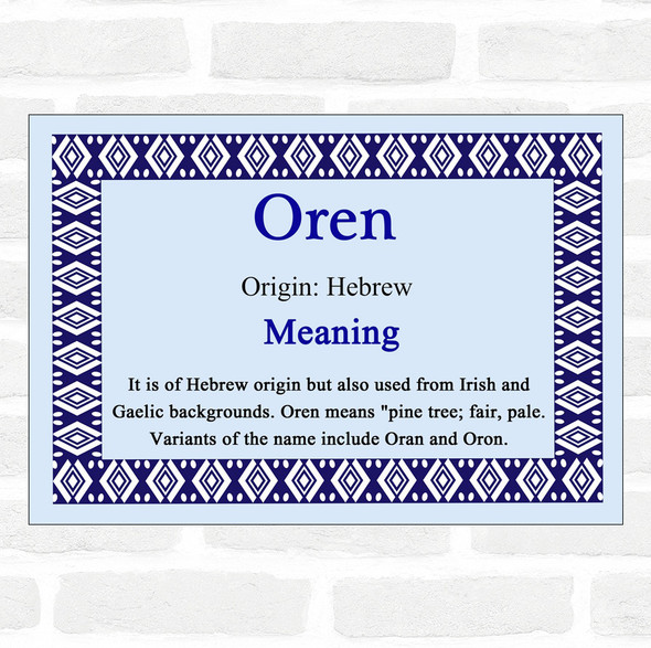 Oren Name Meaning Blue Certificate