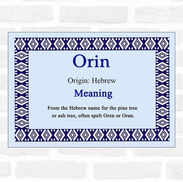 Orin Name Meaning Blue Certificate
