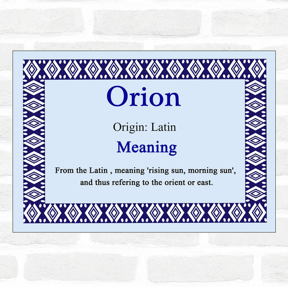 Orion Name Meaning Blue Certificate