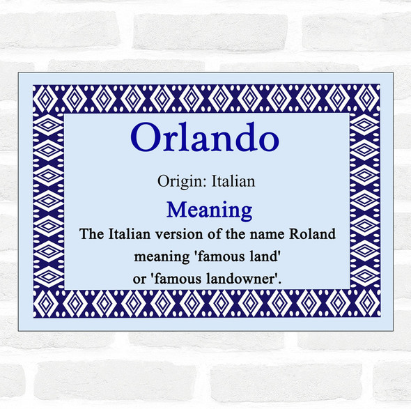 Orlando Name Meaning Blue Certificate