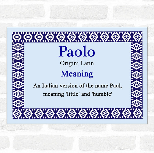Paolo Name Meaning Blue Certificate