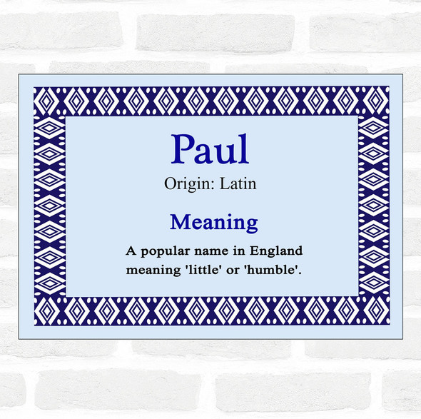 Paul Name Meaning Blue Certificate