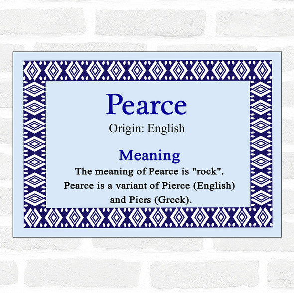 Pearce Name Meaning Blue Certificate