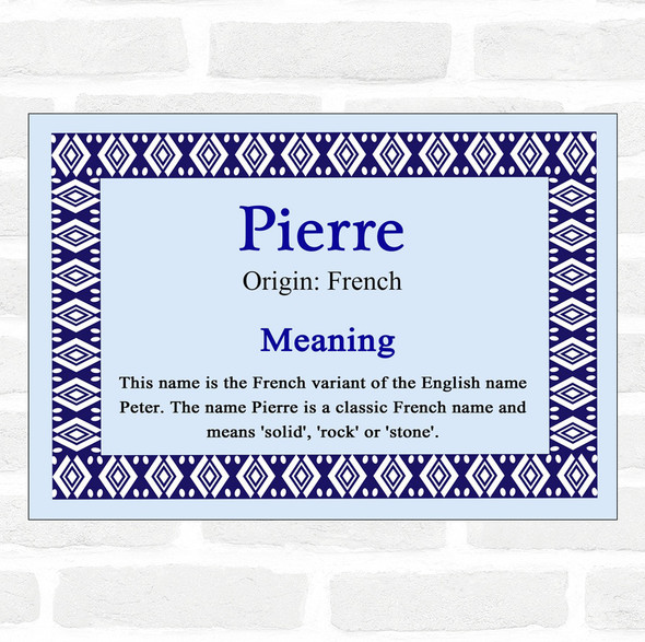 Pierre Name Meaning Blue Certificate