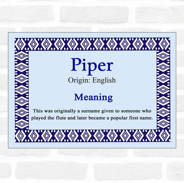 Piper Name Meaning Blue Certificate