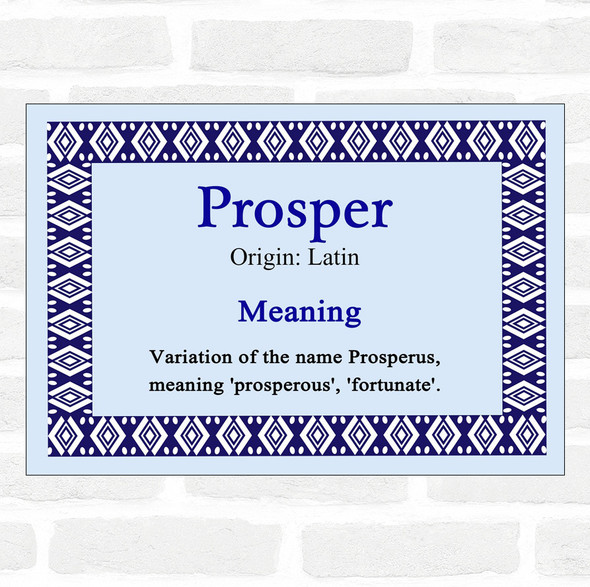 Prosper Name Meaning Blue Certificate