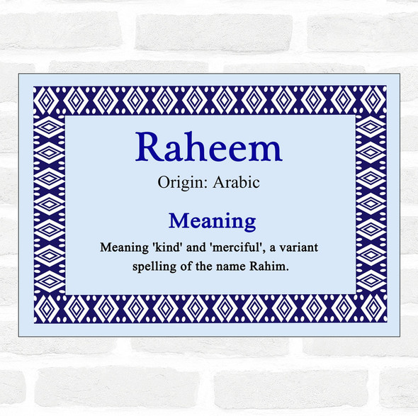 Raheem Name Meaning Blue Certificate