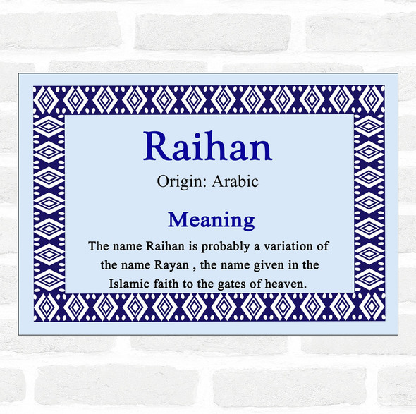 Raihan Name Meaning Blue Certificate