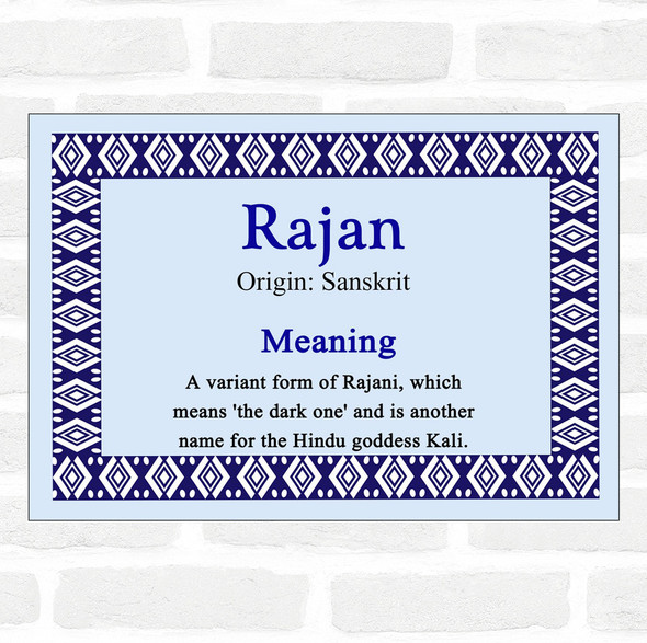 Rajan Name Meaning Blue Certificate