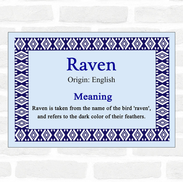 Raven Name Meaning Blue Certificate