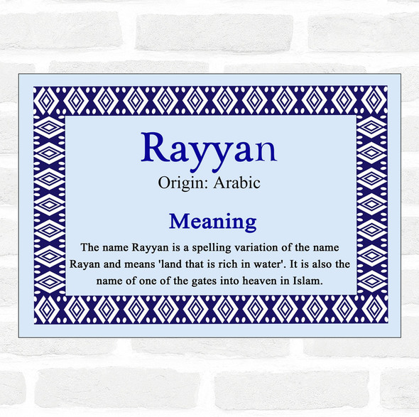 Rayyan Name Meaning Blue Certificate