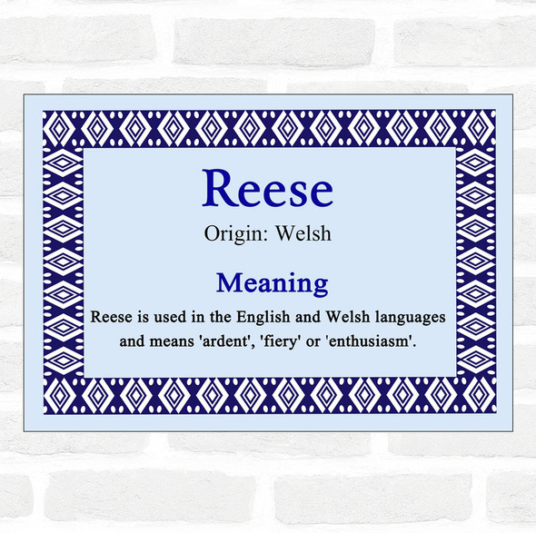 Reese Name Meaning Blue Certificate