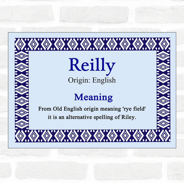 Reilly Name Meaning Blue Certificate