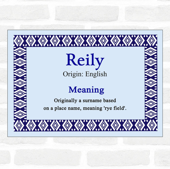 Reily Name Meaning Blue Certificate