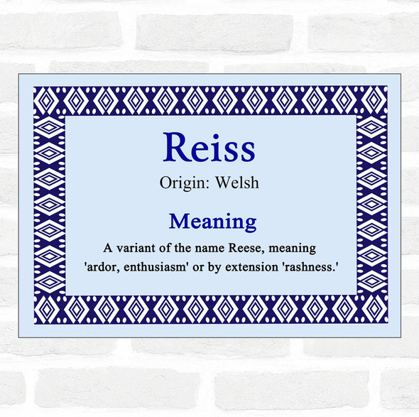Reiss Name Meaning Blue Certificate