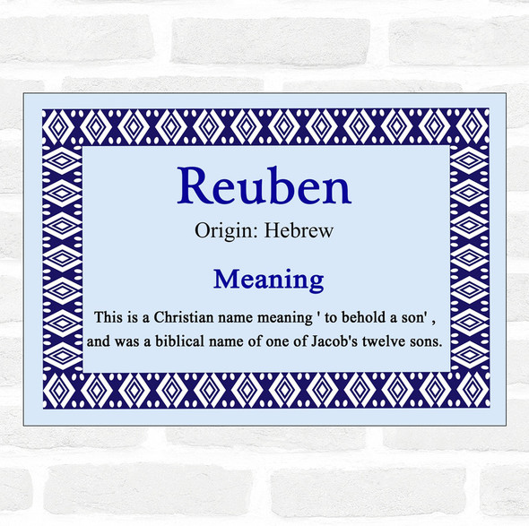 Reuben Name Meaning Blue Certificate