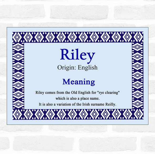 Riley Name Meaning Blue Certificate