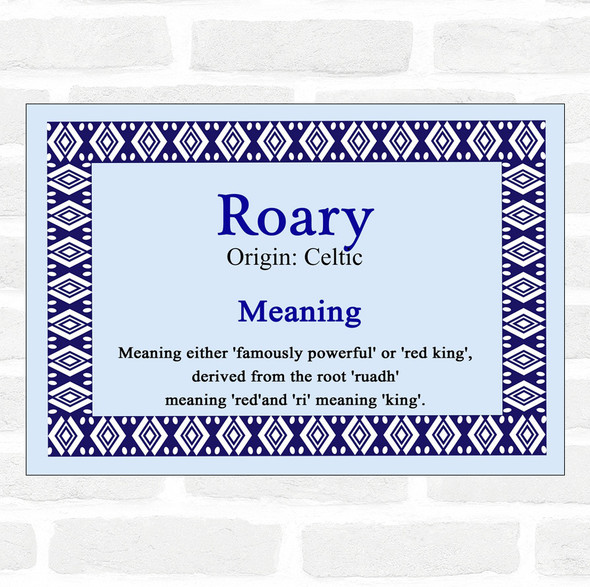 Roary Name Meaning Blue Certificate