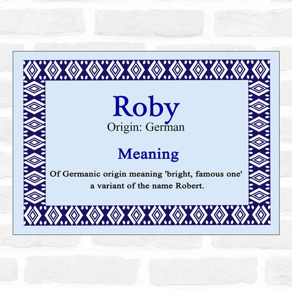 Roby Name Meaning Blue Certificate