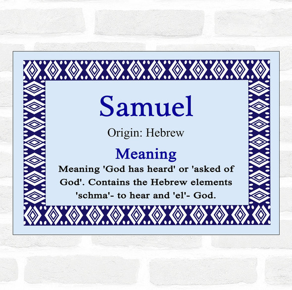 Samuel Name Meaning Blue Certificate