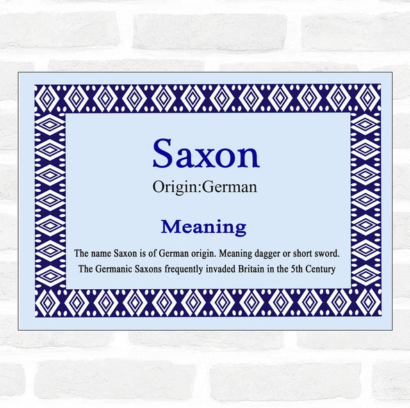 Saxon Name Meaning Blue Certificate