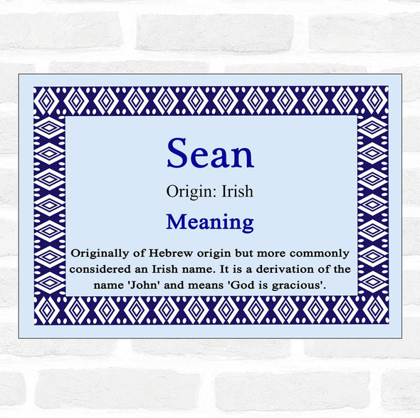 Sean Name Meaning Blue Certificate