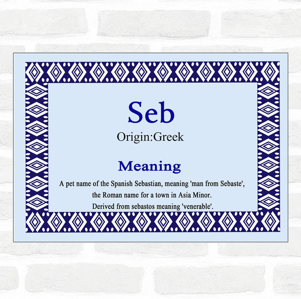 Seb Name Meaning Blue Certificate