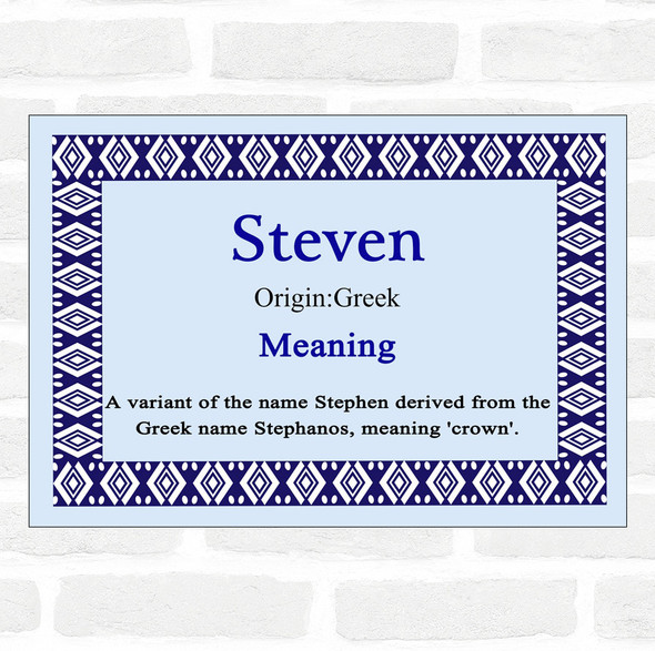 Steven Name Meaning Blue Certificate