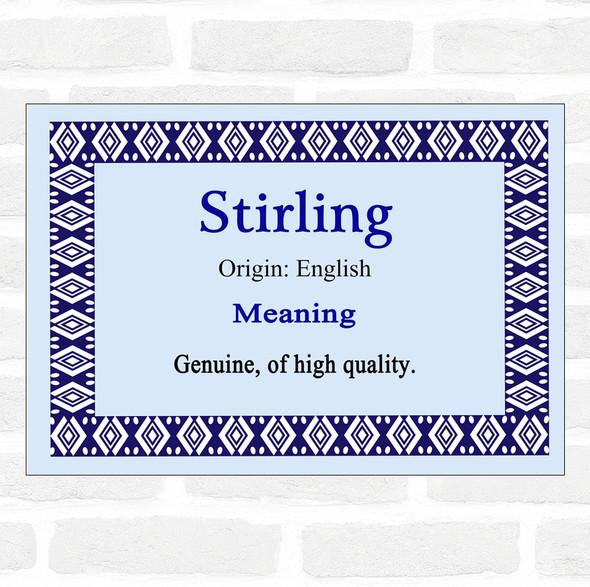 Stirling Name Meaning Blue Certificate