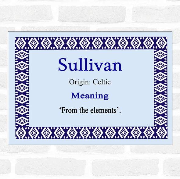Sullivan Name Meaning Blue Certificate
