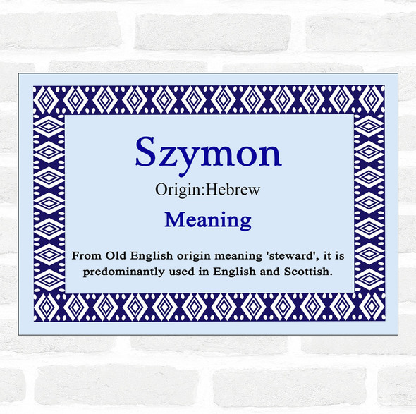 Szymon Name Meaning Blue Certificate