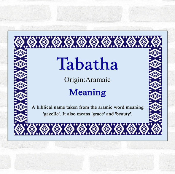 Tabatha Name Meaning Blue Certificate