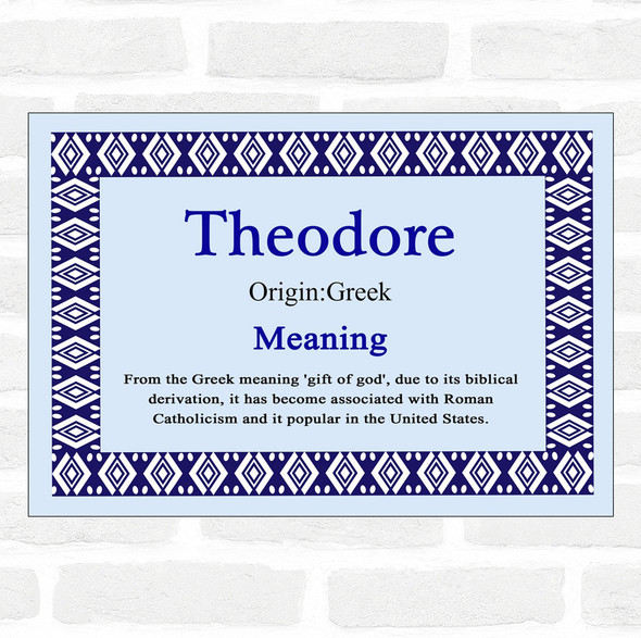 Theodore Name Meaning Blue Certificate