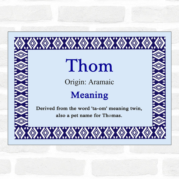 Thom Name Meaning Blue Certificate