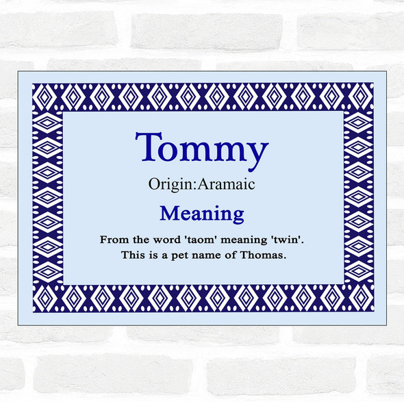 Tommy Name Meaning Blue Certificate