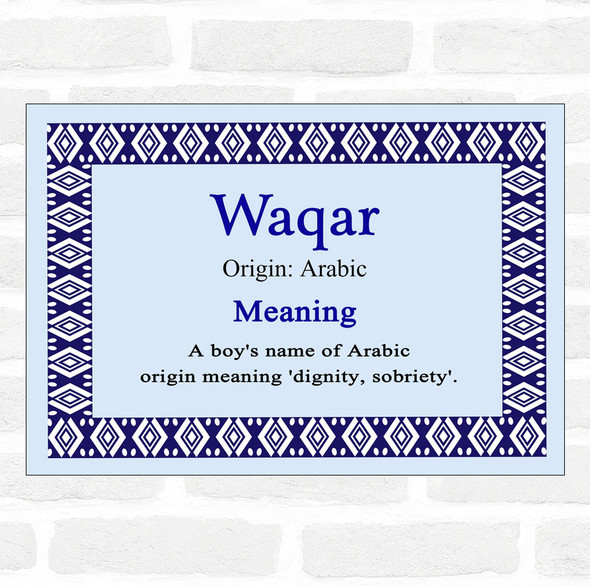 Waqar Name Meaning Blue Certificate