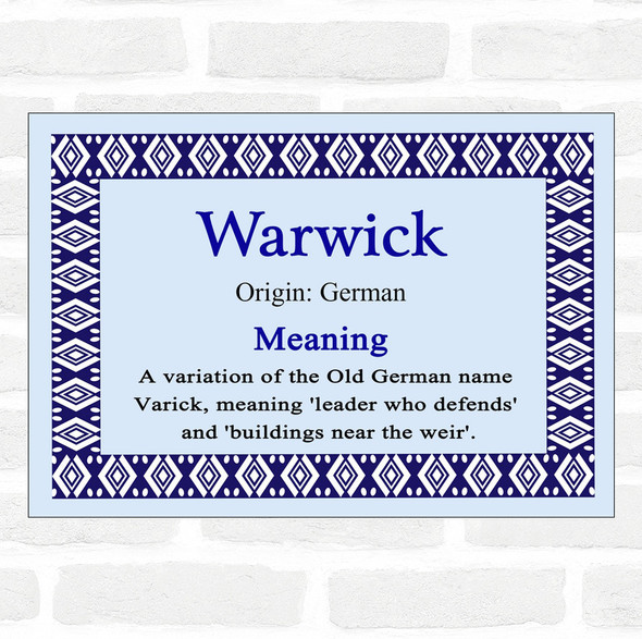 Warwick Name Meaning Blue Certificate