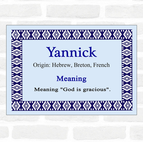 Yannick Name Meaning Blue Certificate