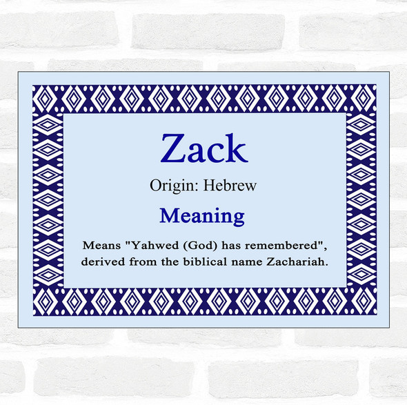 Zack Name Meaning Blue Certificate