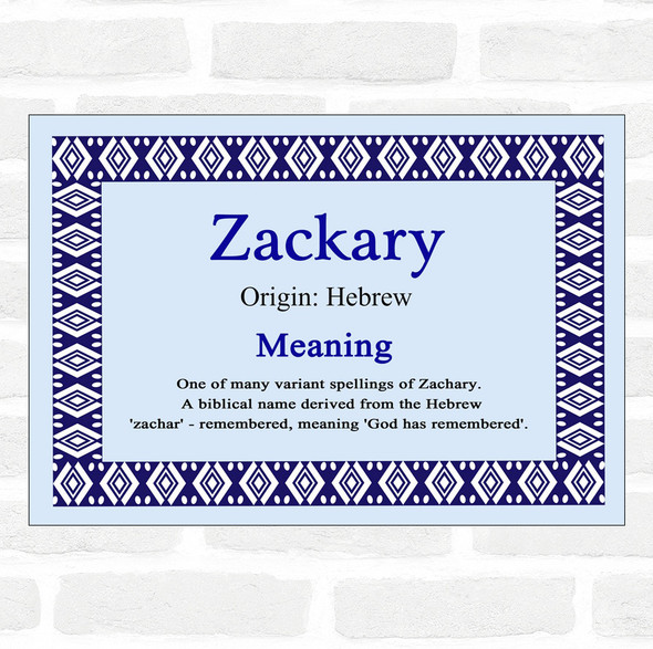 Zackary Name Meaning Blue Certificate