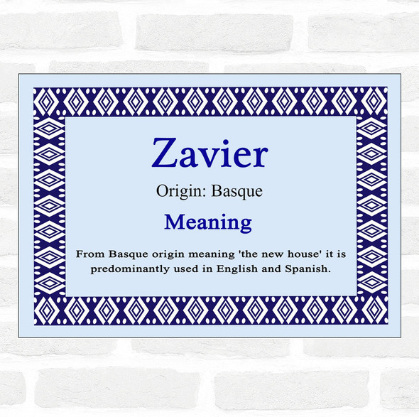 Zavier Name Meaning Blue Certificate