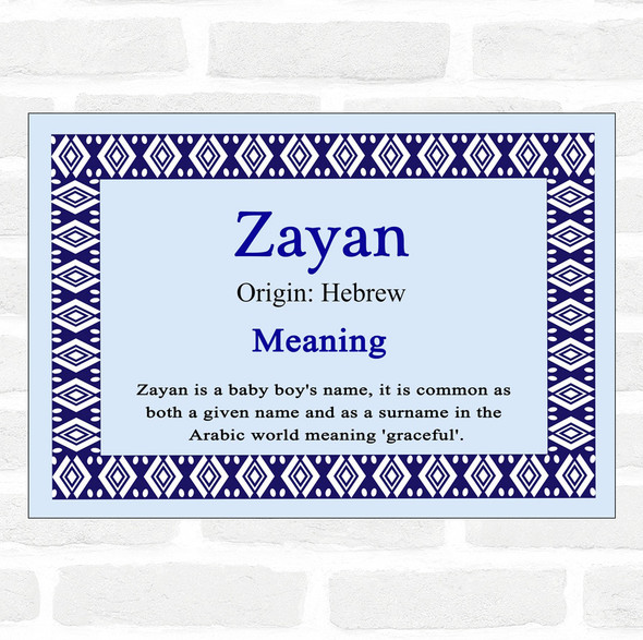 Zayan Name Meaning Blue Certificate