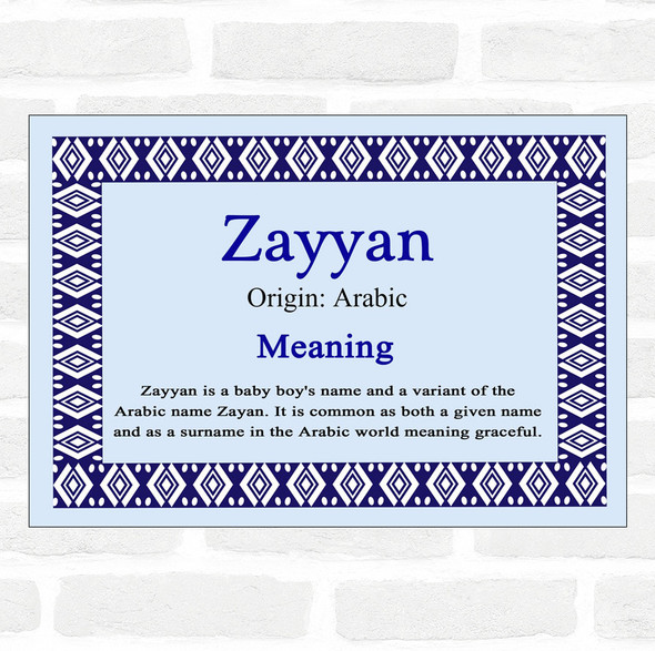 Zayyan Name Meaning Blue Certificate