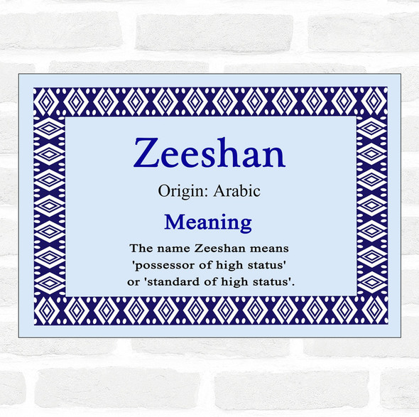 Zeeshan Name Meaning Blue Certificate