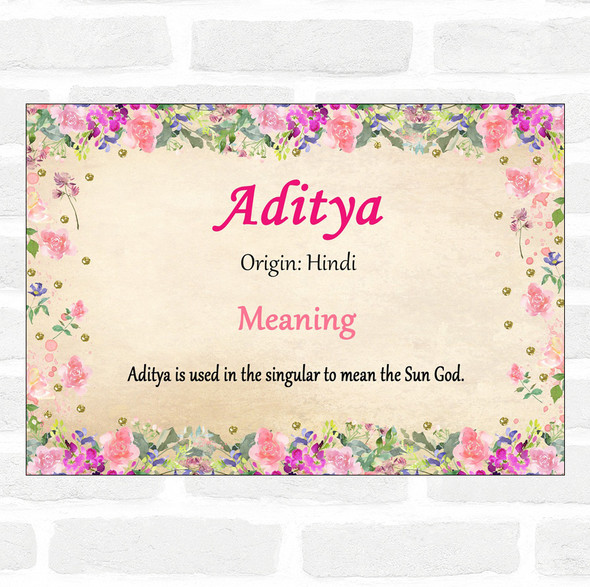 Aditya Name Meaning Floral Certificate