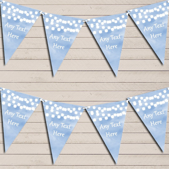 Blue Watercolour Lights Wedding Day Married Bunting Garland Party Banner
